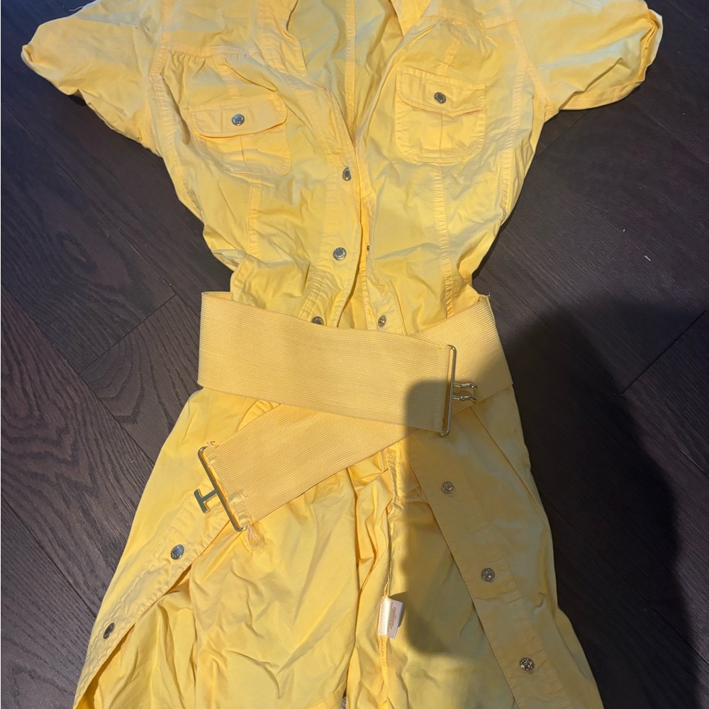 Guess Yellow Button-Up Dress
